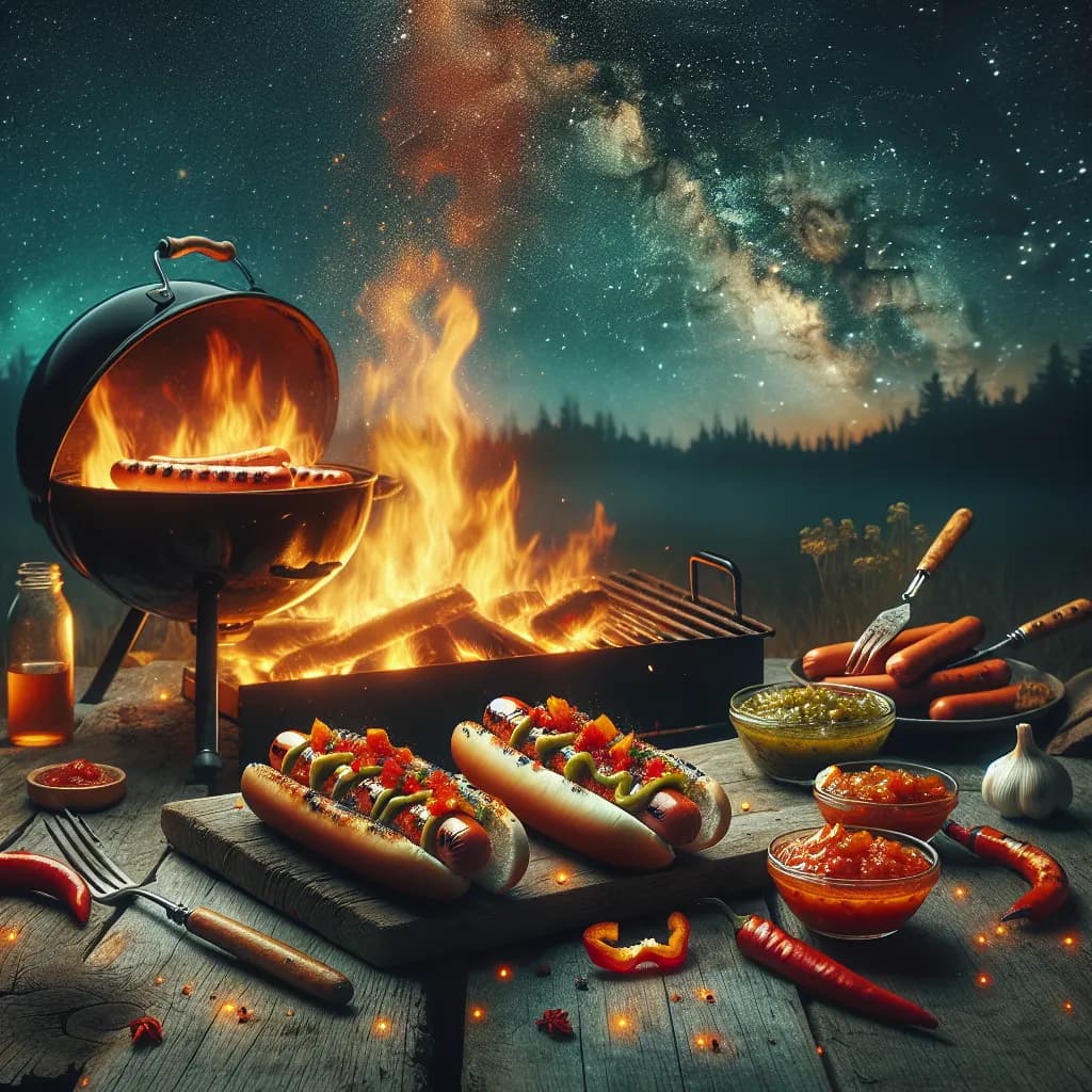 Spicy Campfire Hotdogs with Hot Pepper Relish