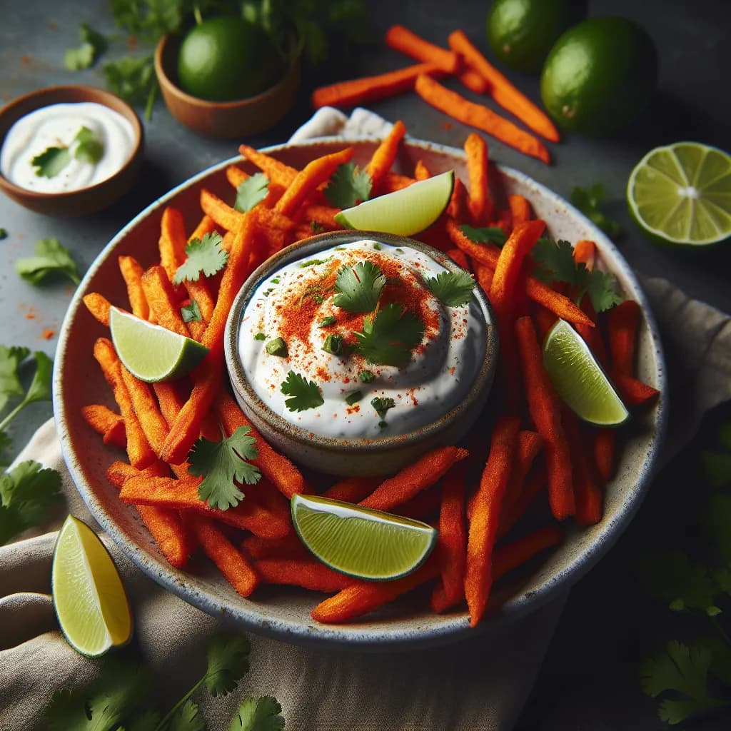 Spicy Carrot Fries with Yogurt Dip