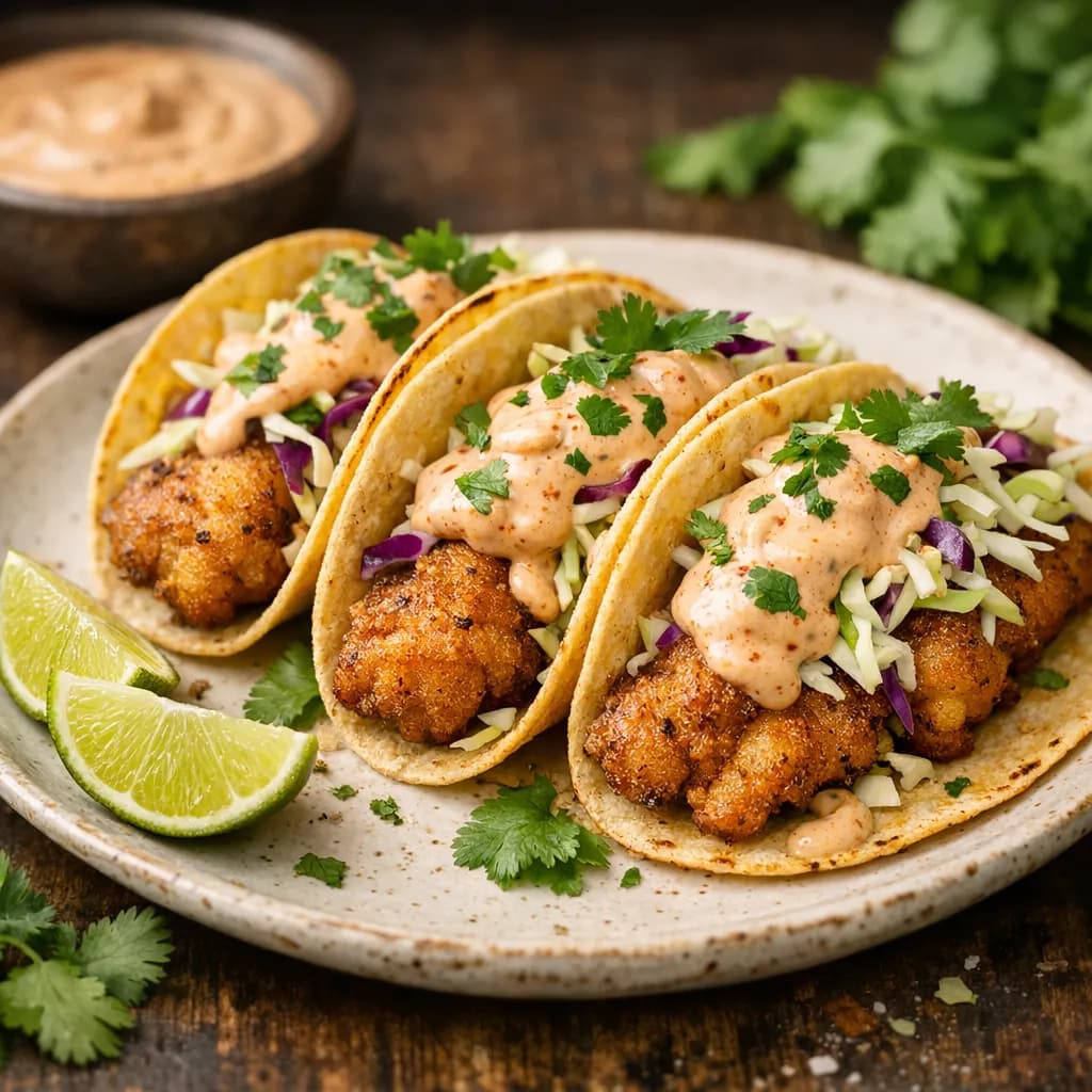 Spicy Catfish Tacos with Decadent Chipotle Crema