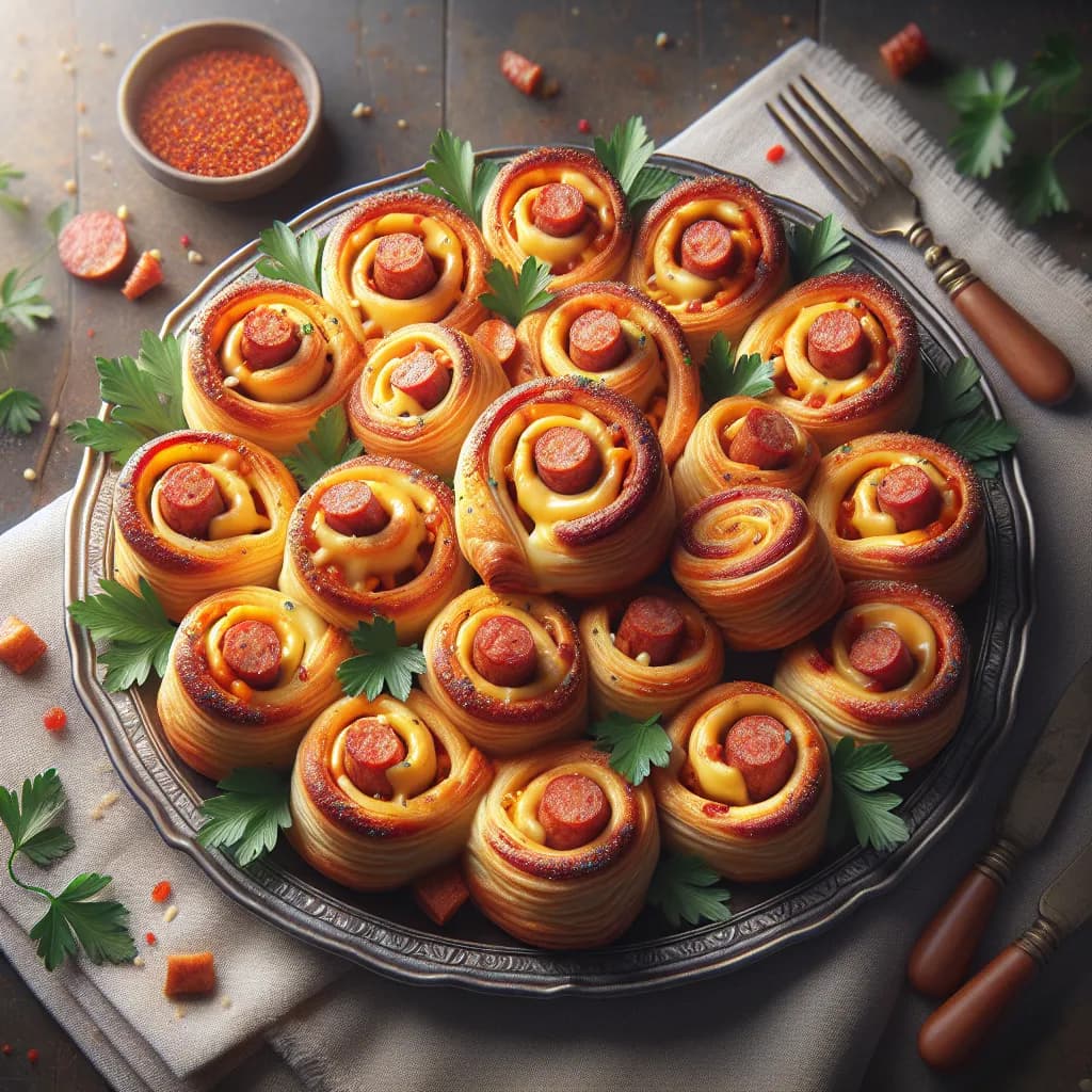 Spicy Cheese and Sausage Pinwheels