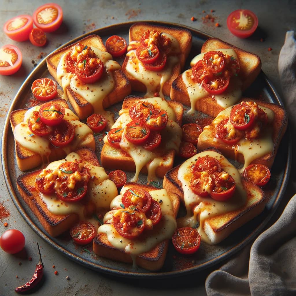Spicy Cheese and Tomato Bruschetta