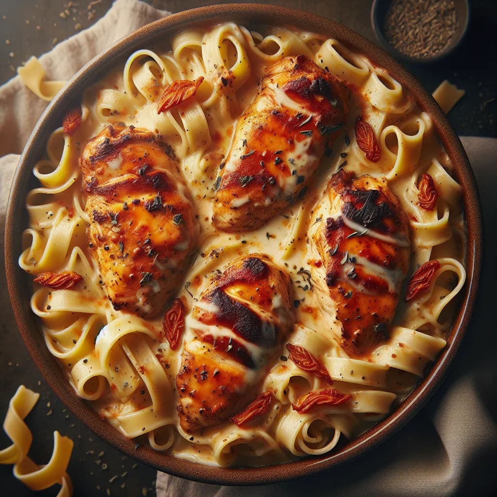 Spicy Chicken Alfredo Bake