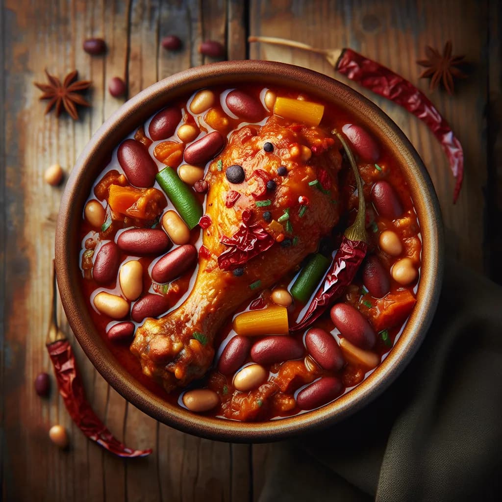 Spicy Chicken Drumstick and Bean Stew