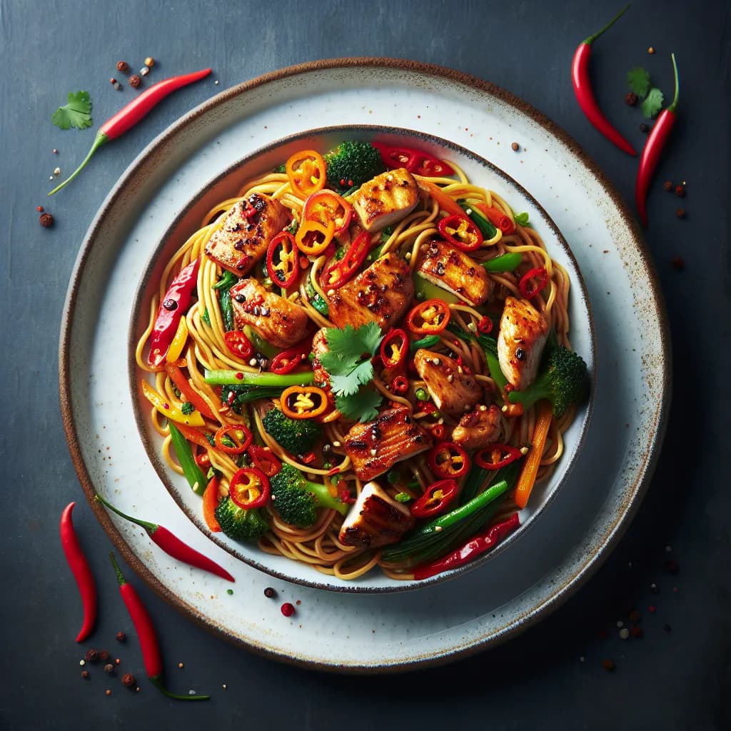Spicy Chicken Noodle Stir Fry