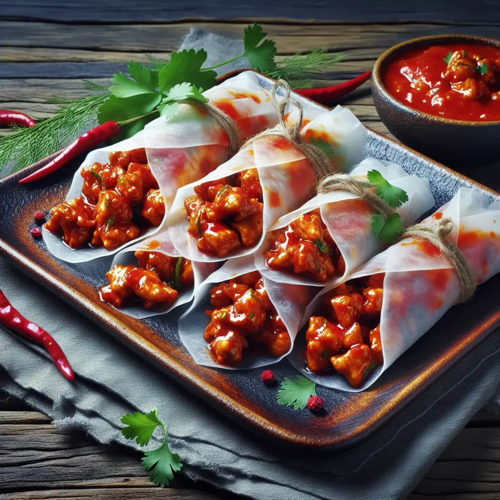 Spicy Chicken Paper Wraps
