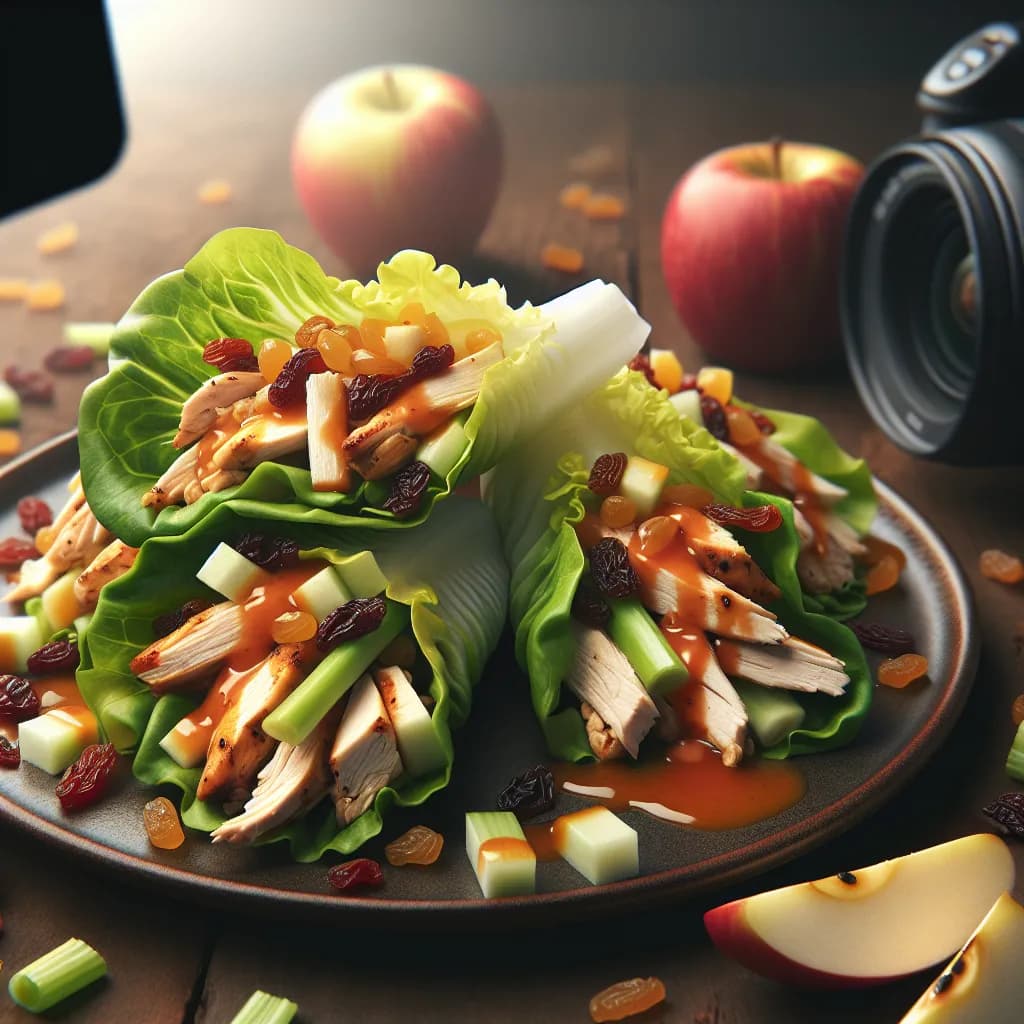 Spicy Chicken and Apple Lettuce Wraps