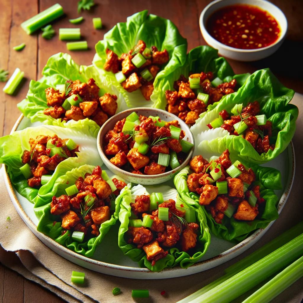 Spicy Chicken and Celery Lettuce Wraps