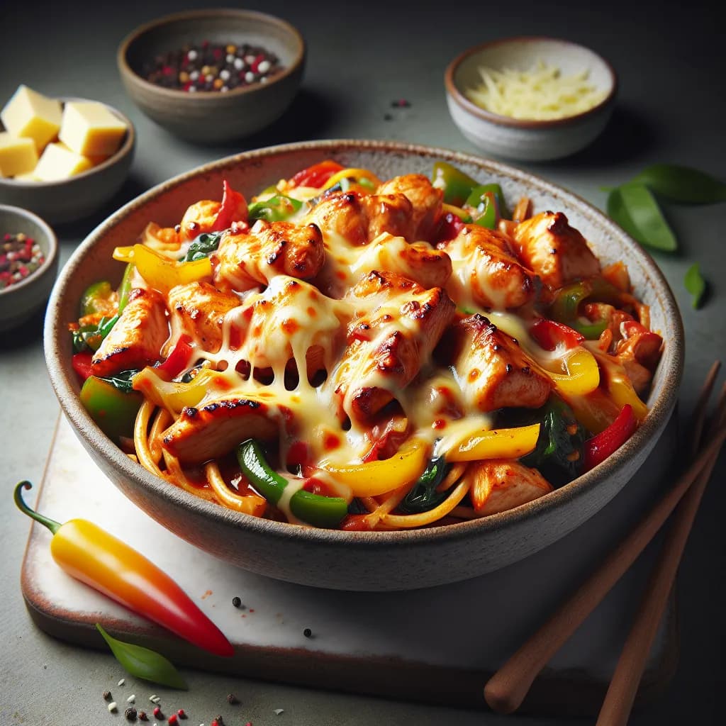 Spicy Chicken and Cheese Stir Fry