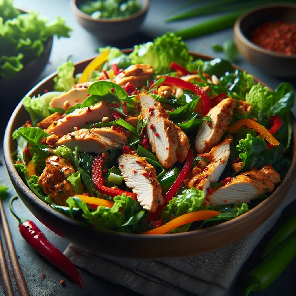 Spicy Chicken and Leafy Green Salad