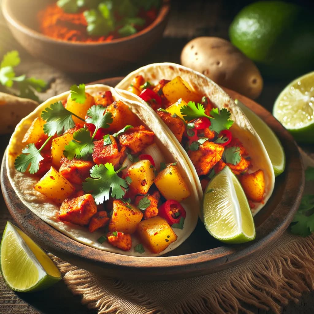 Spicy Chicken and Potato Tacos