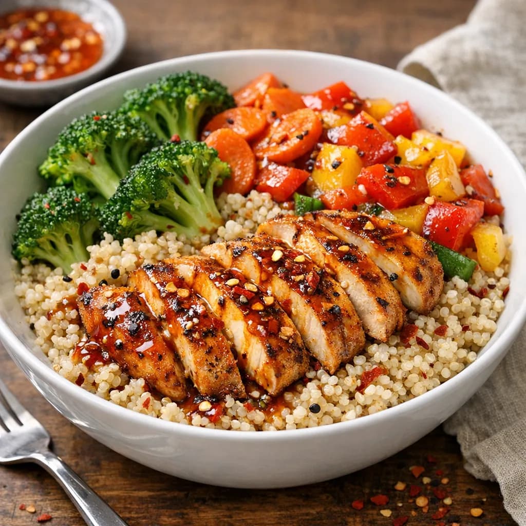 Spicy Chicken and Vegetable Quinoa Bowl