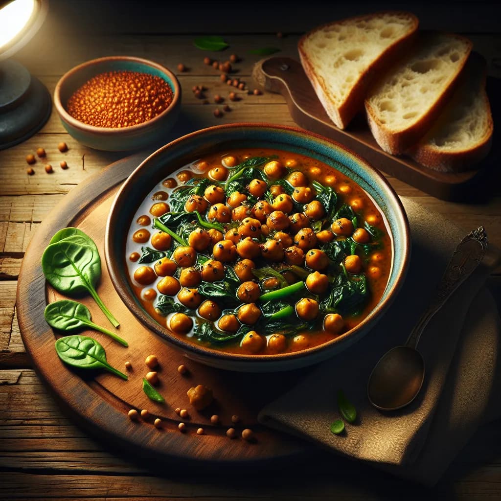 Spicy Chickpea and Spinach Stew