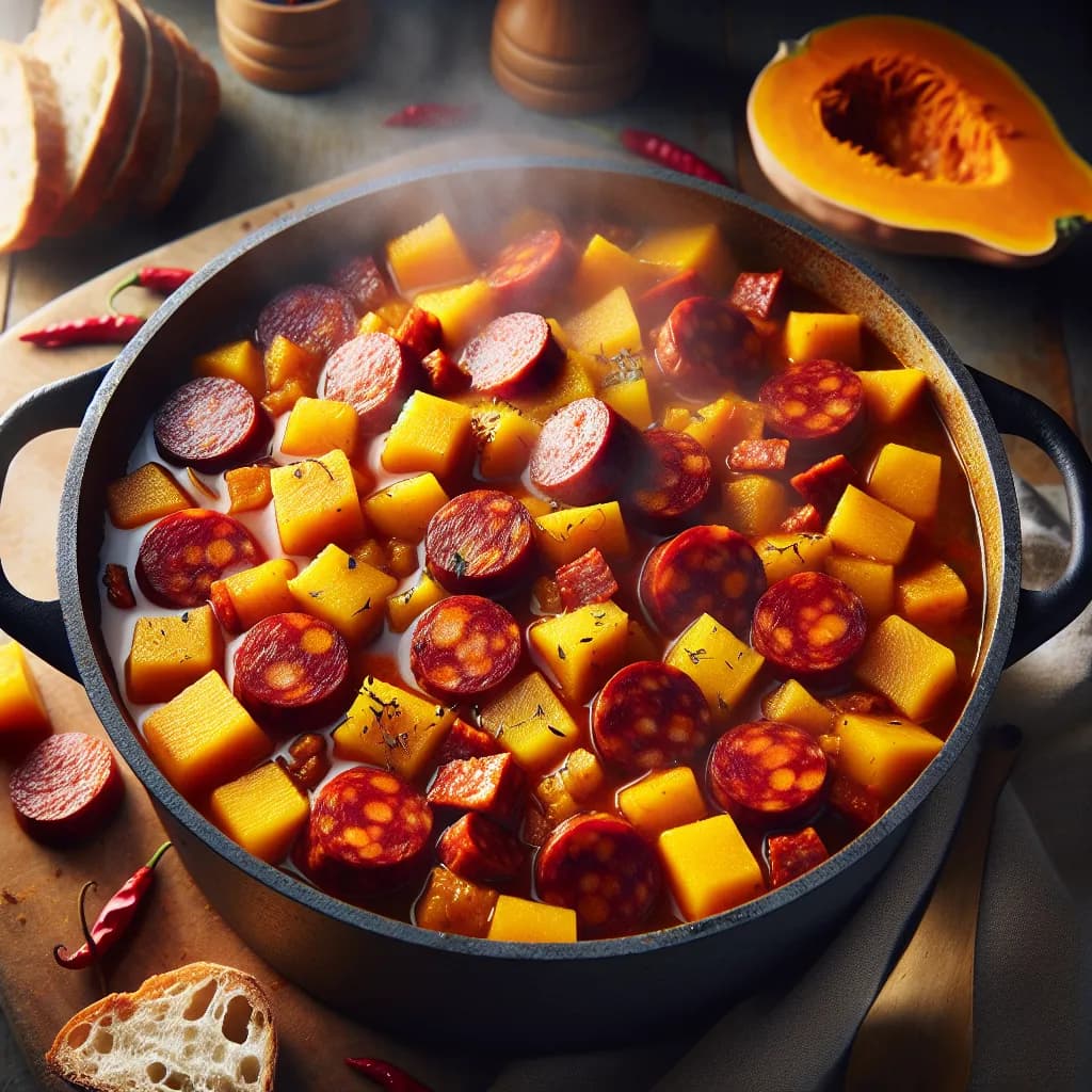 Spicy Chorizo and Pumpkin Hotpot