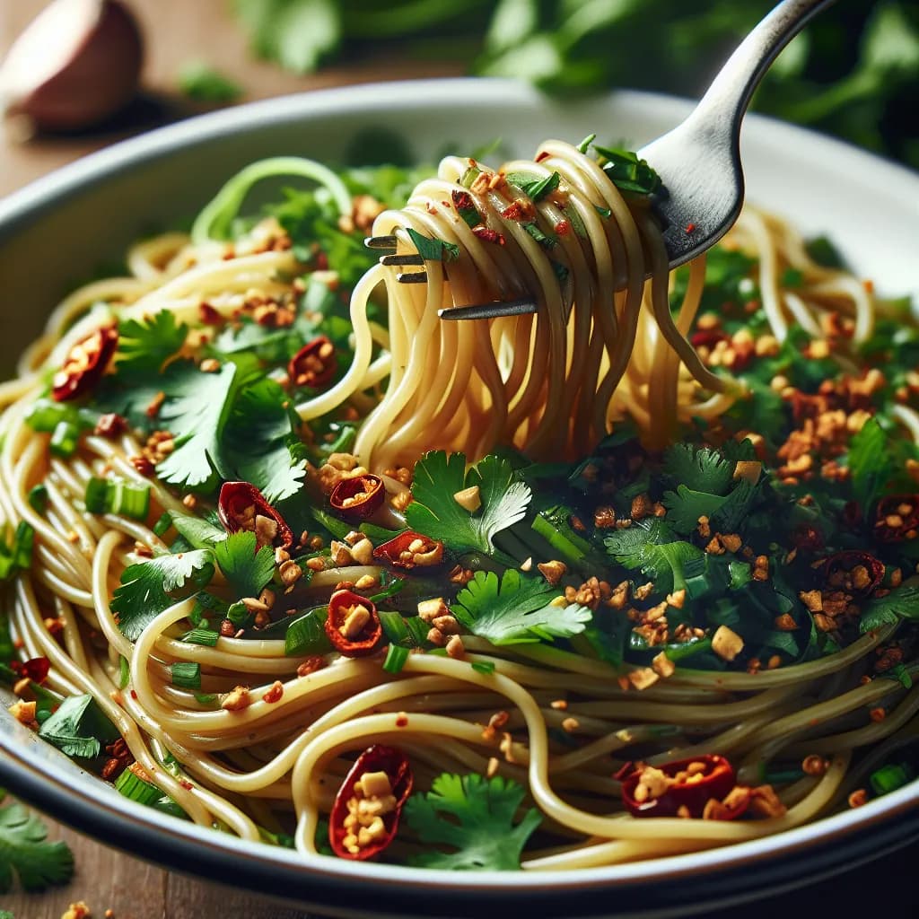 Spicy Coriander Garlic Noodles