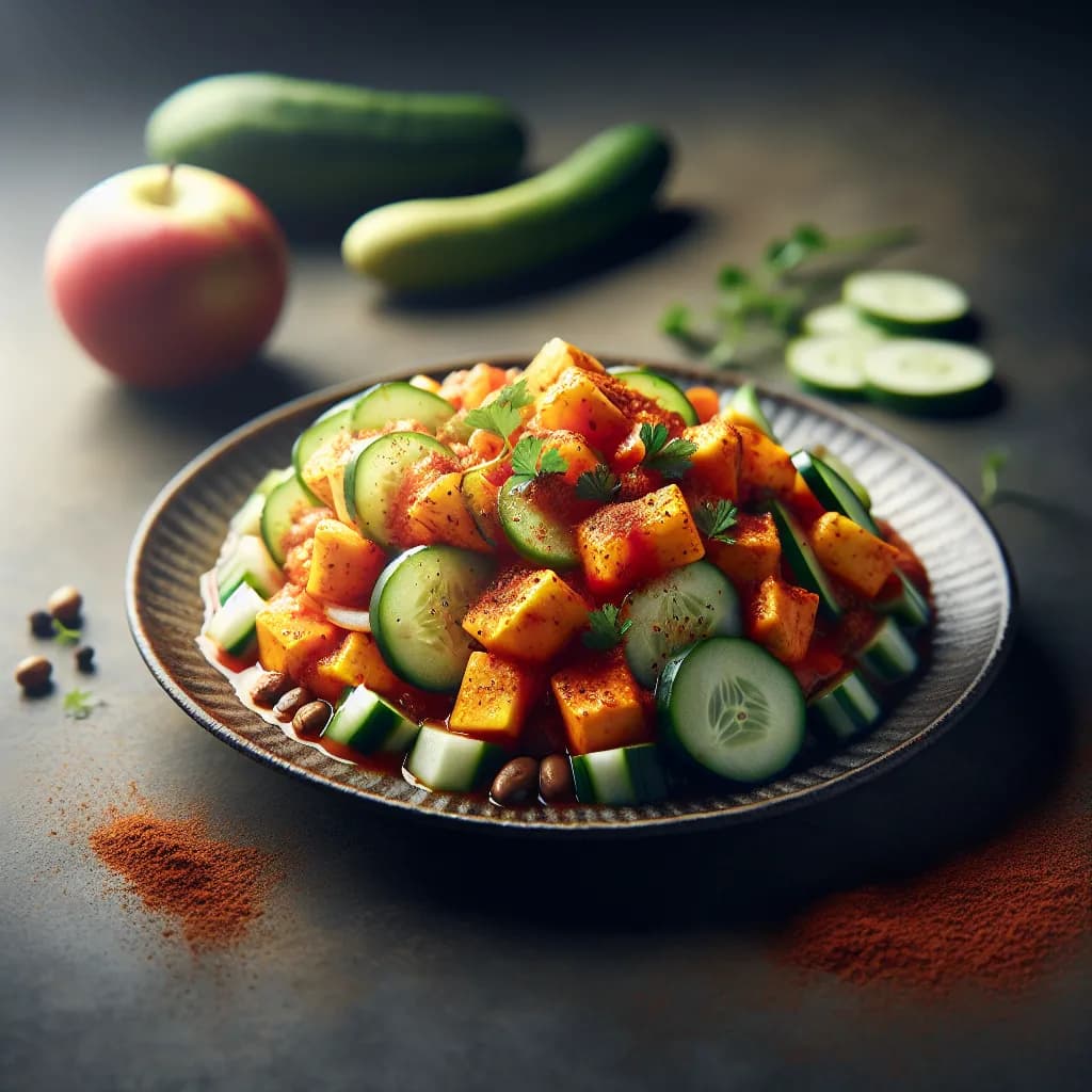Spicy Cucumber Apple Papaya Chaat
