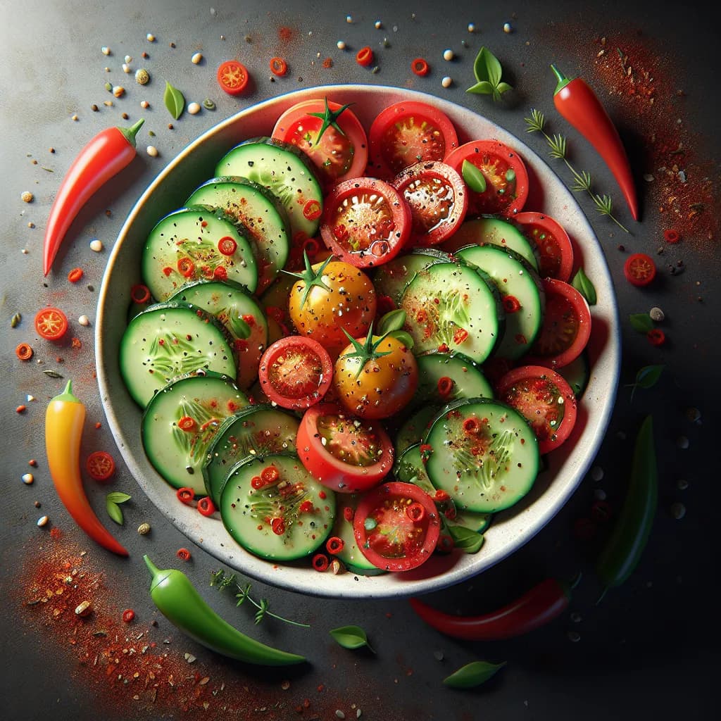 Spicy Cucumber Tomato Salad