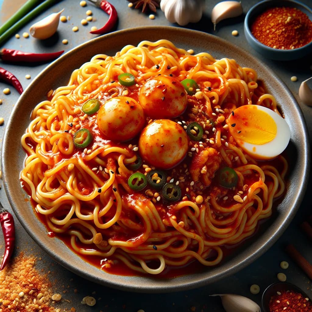 Spicy Egg Noodle Stir-Fry with Tteokbokki