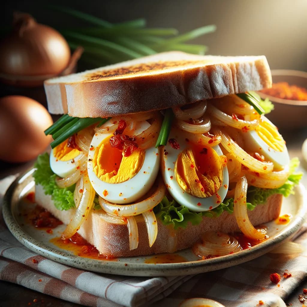 Spicy Egg and Onion Sandwich