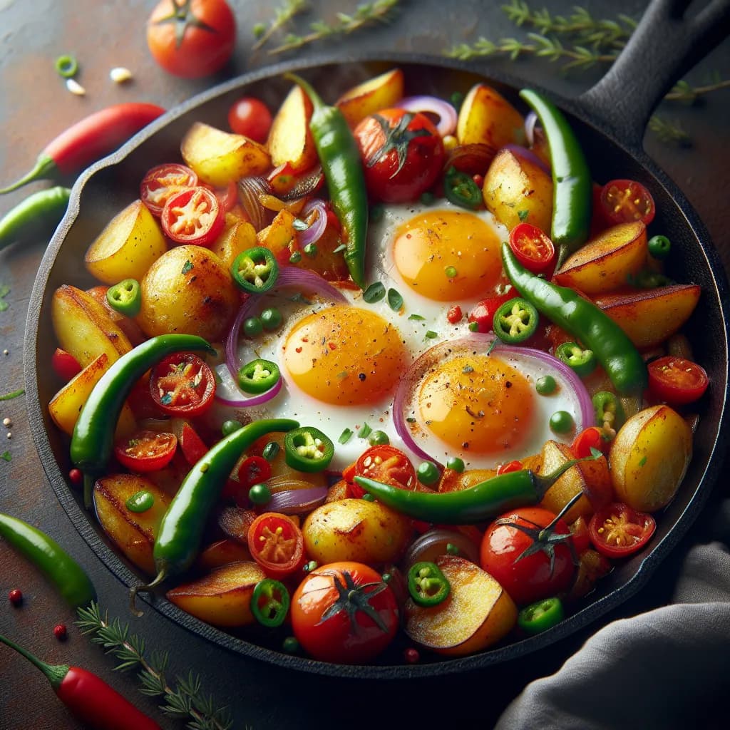 Spicy Egg and Potato Skillet