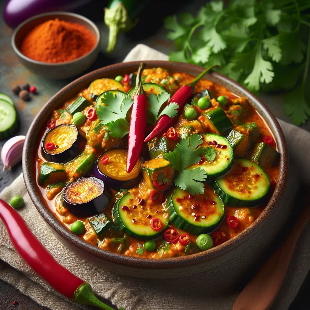 Spicy Eggplant and Cucumber Curry