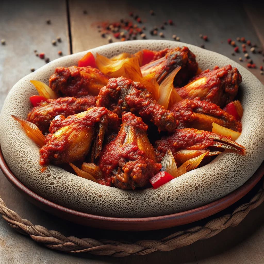 Spicy Ethiopian Chicken Wings with Injera