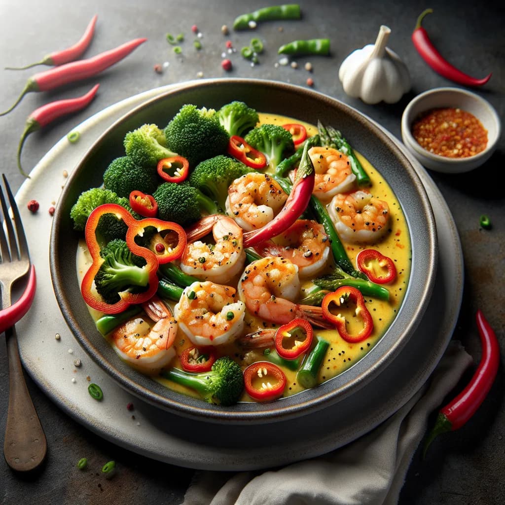 Spicy Garlic Butter Shrimp with Broccoli