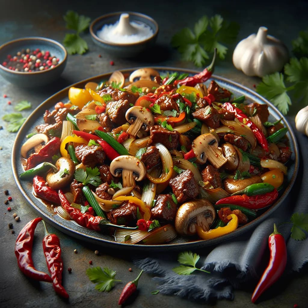 Spicy Garlic Mushroom Meat Stir-Fry