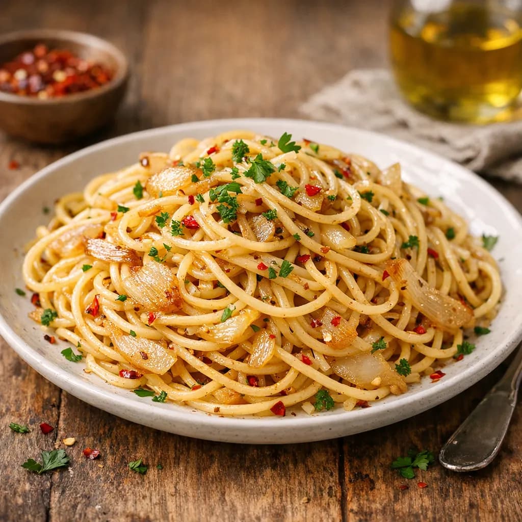 Spicy Garlic Onion Pasta