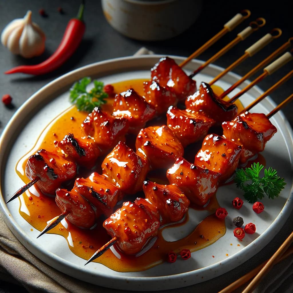 Spicy Honey Pork Skewers