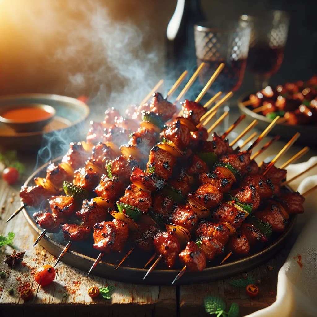 Spicy Honey Pork Skewers