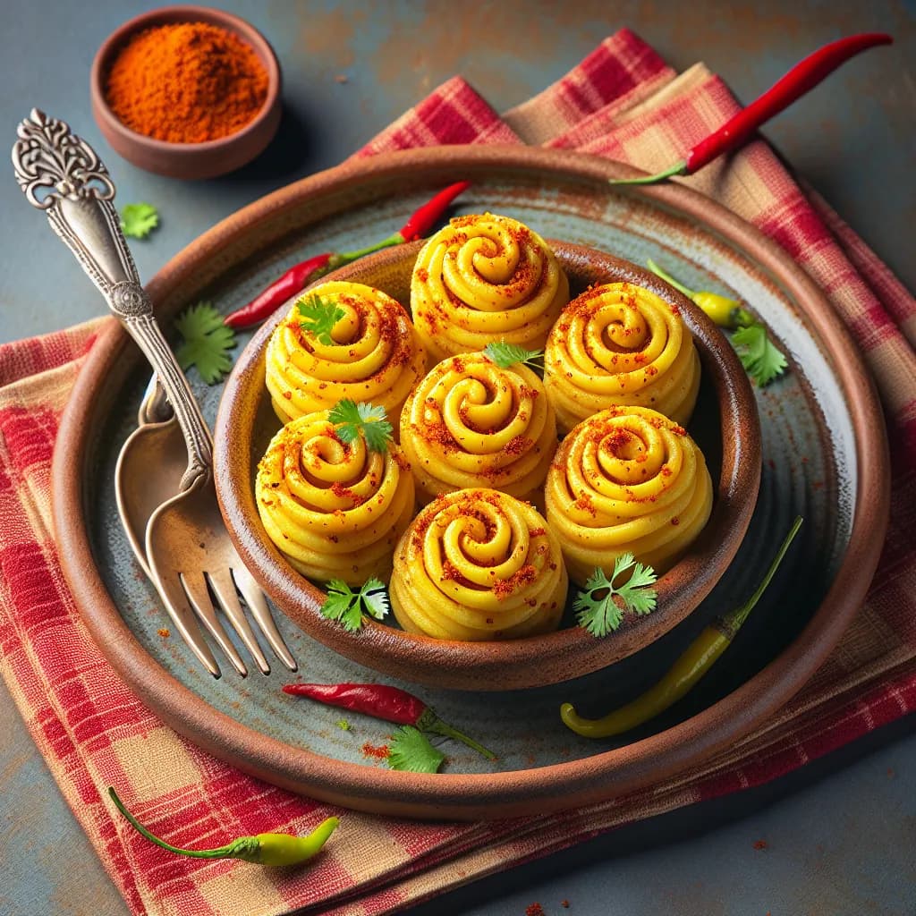 Spicy Khandvi Bites