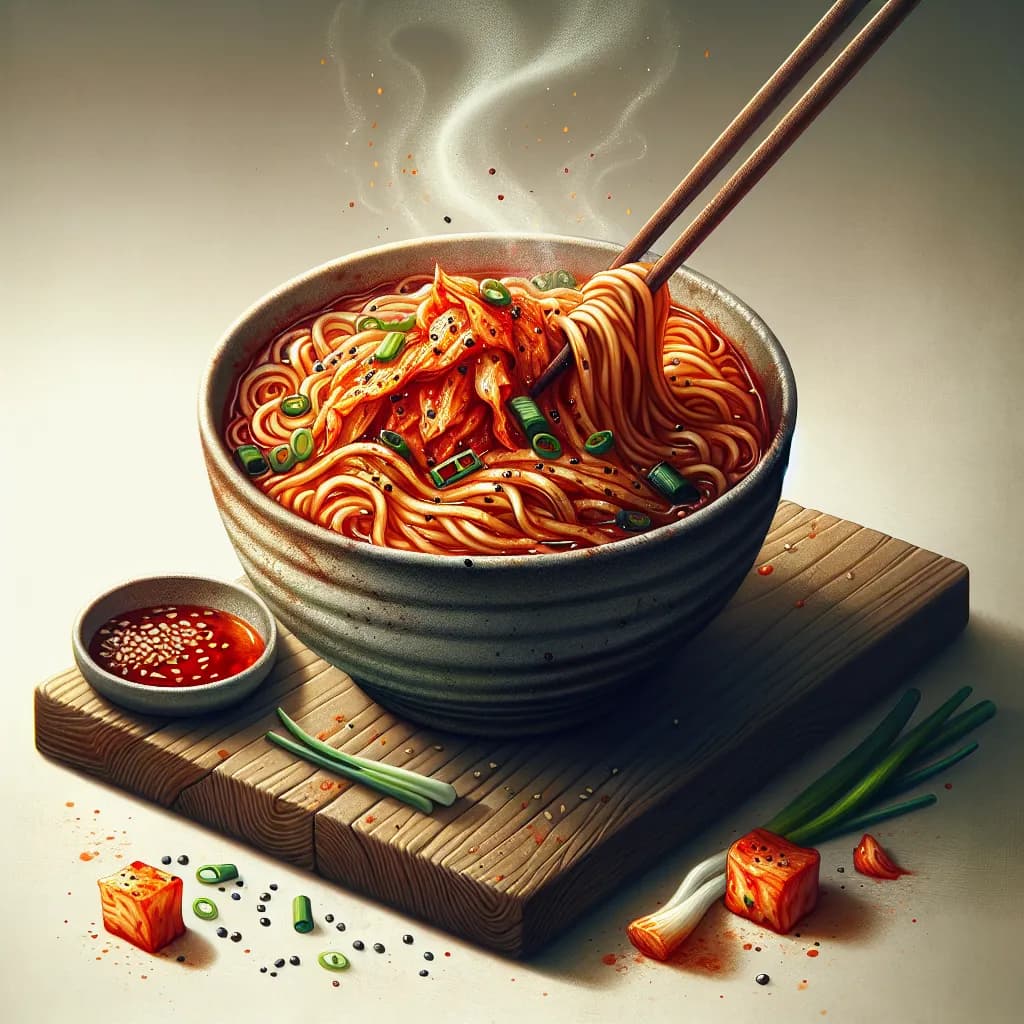 Spicy Korean Kimchi Noodles