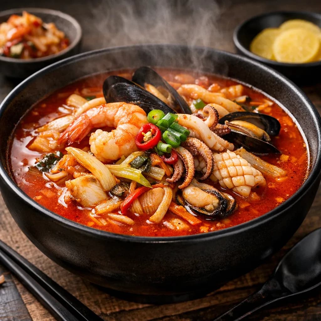 Spicy Korean Seafood Soup (Jjamppong)