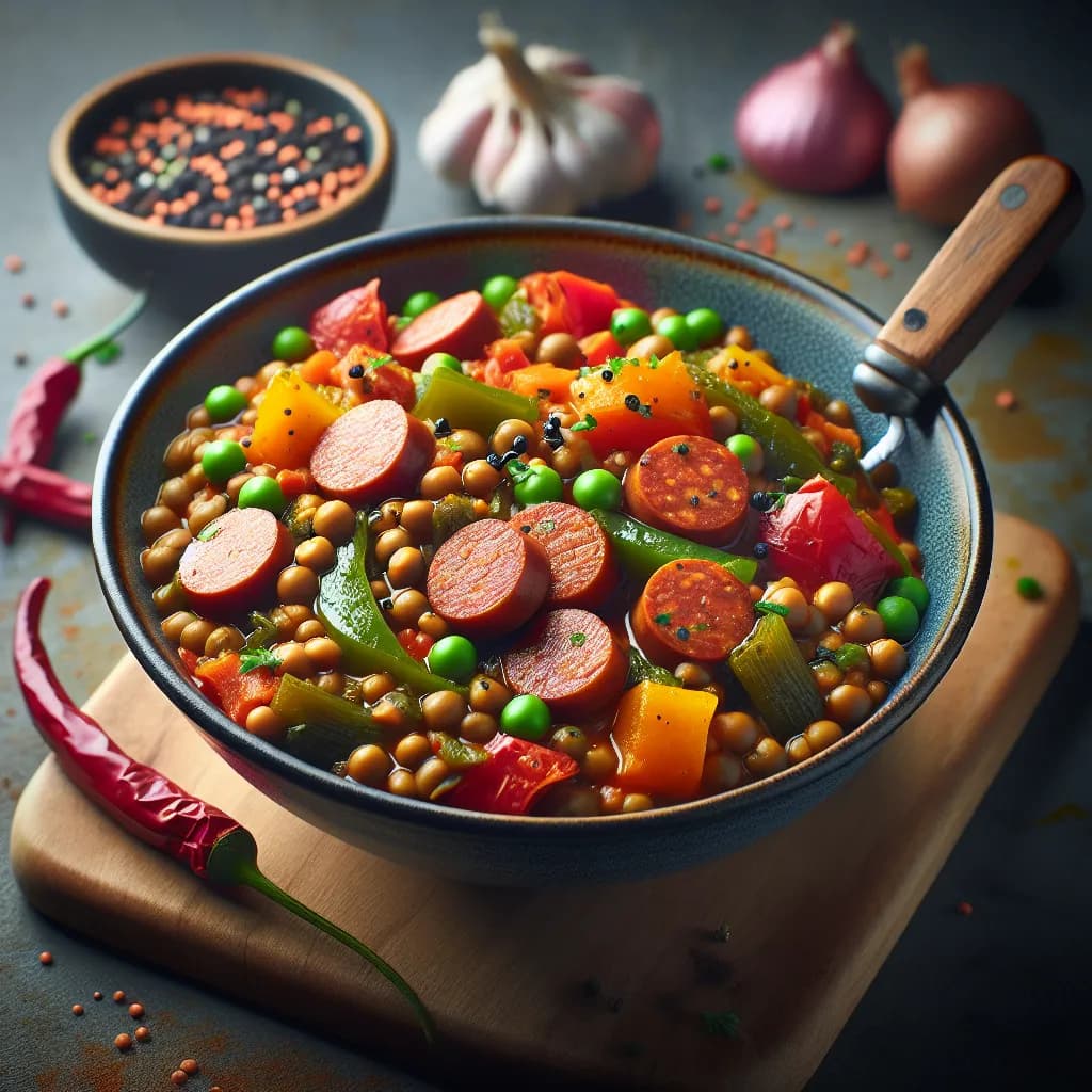 Spicy Lamb Sausage and Lentil Stew