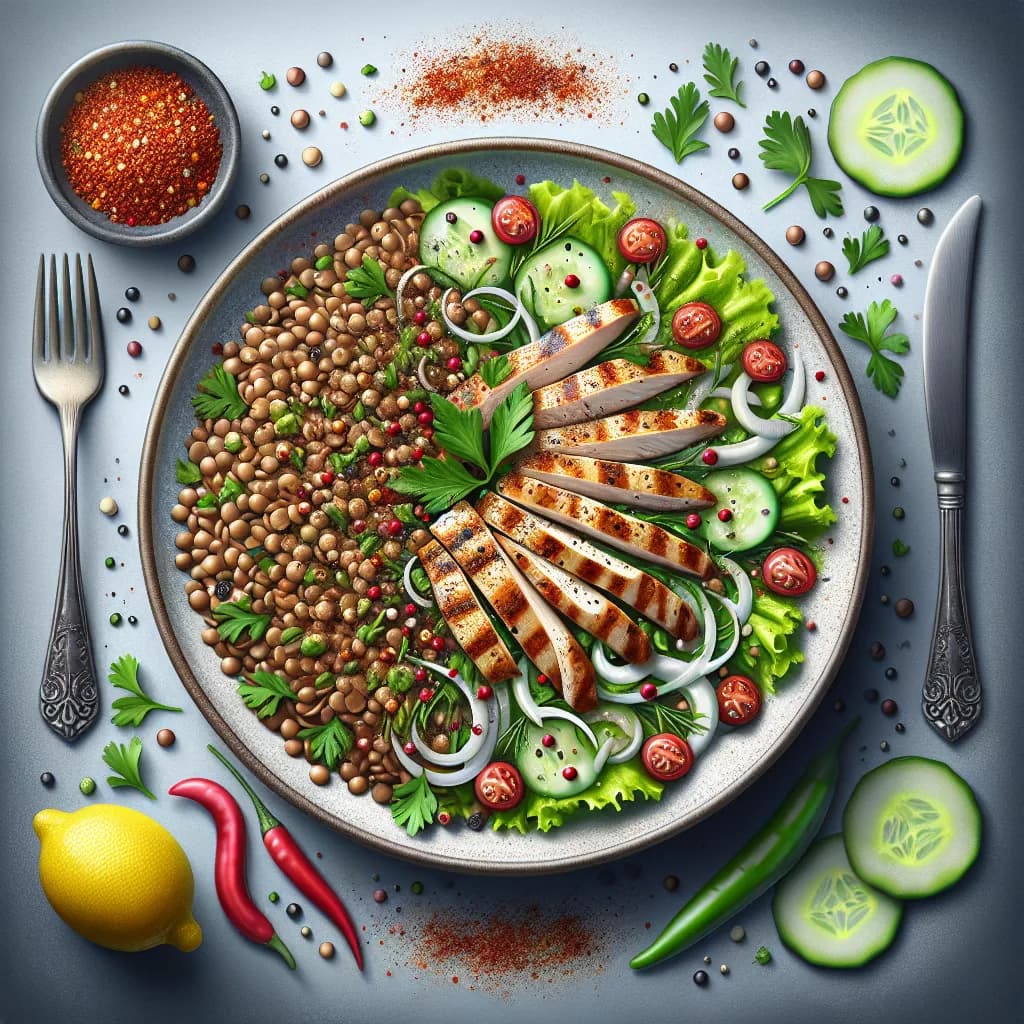 Spicy Lentil and Chicken Breast Salad