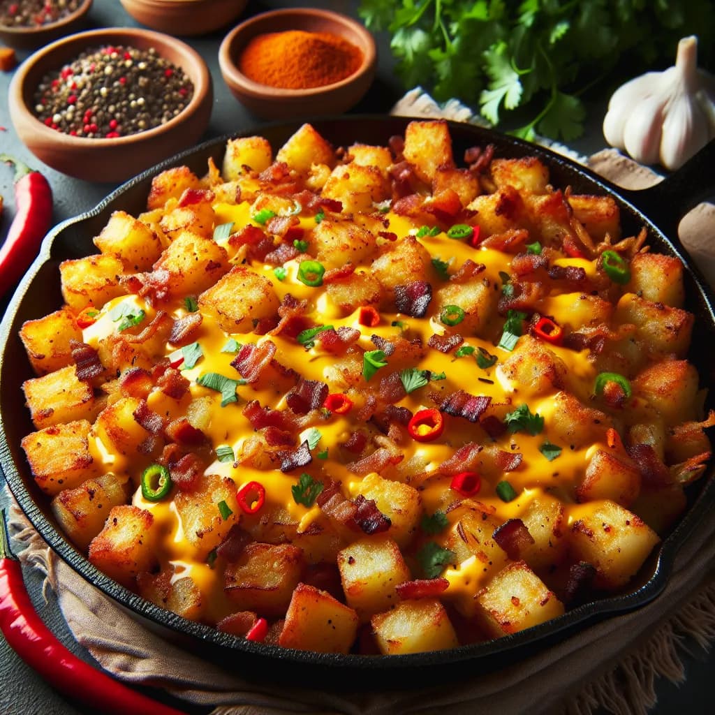 Spicy Loaded Hash Brown Skillet