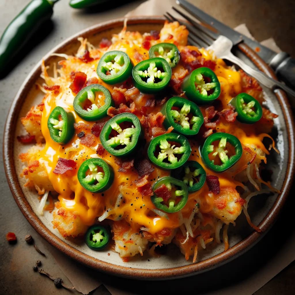 Spicy Loaded Hash Browns with Jalapeños