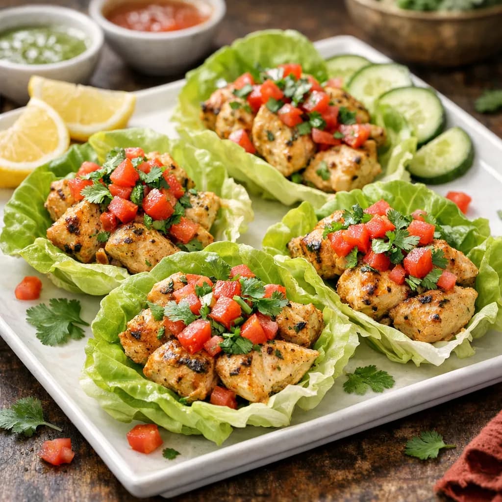Spicy Malai Boti Lettuce Cups