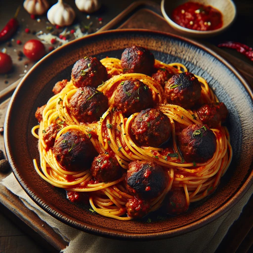 Spicy Meatball Spaghetti