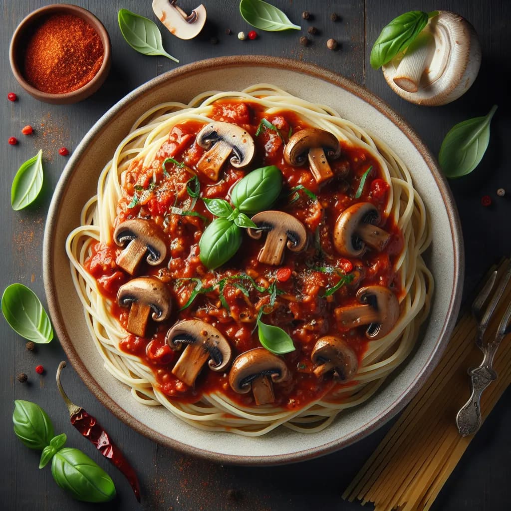 Spicy Mushroom Marinara Pasta