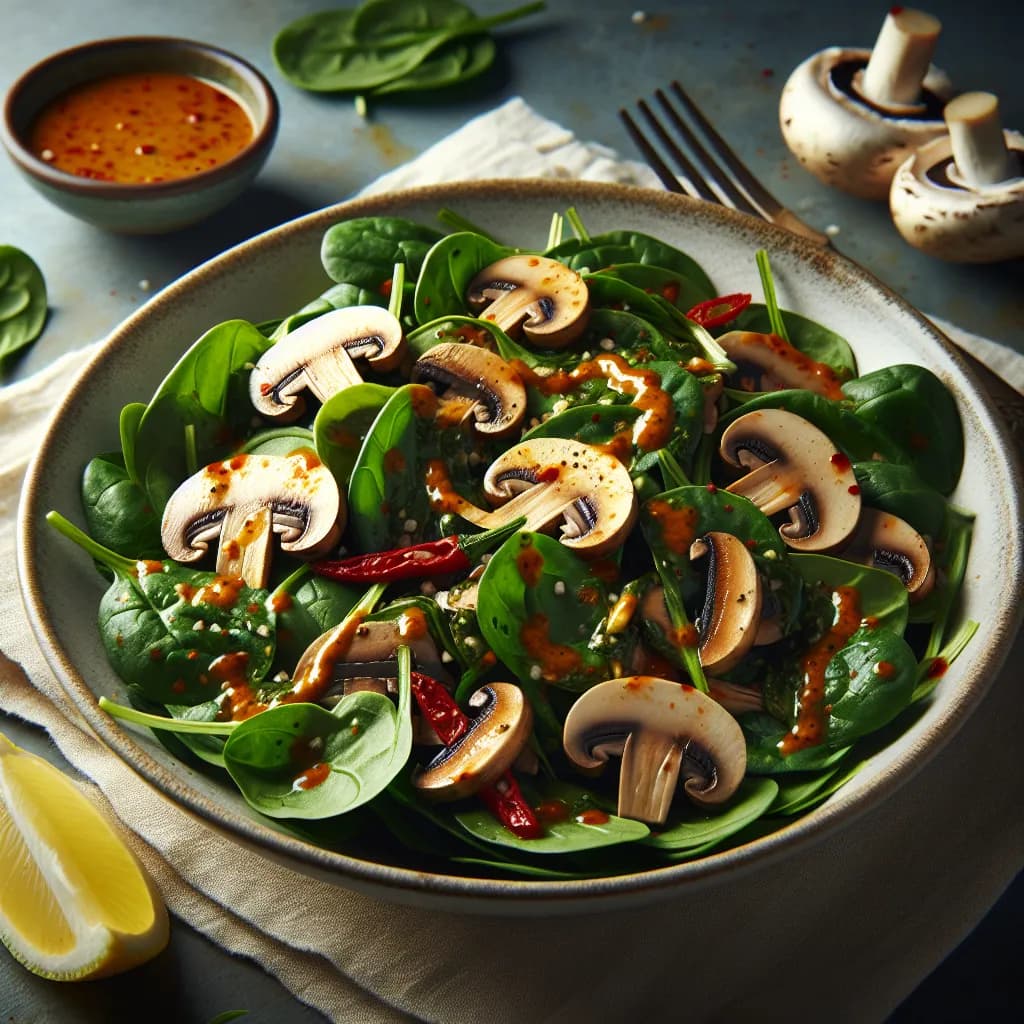 Spicy Mushroom and Spinach Salad