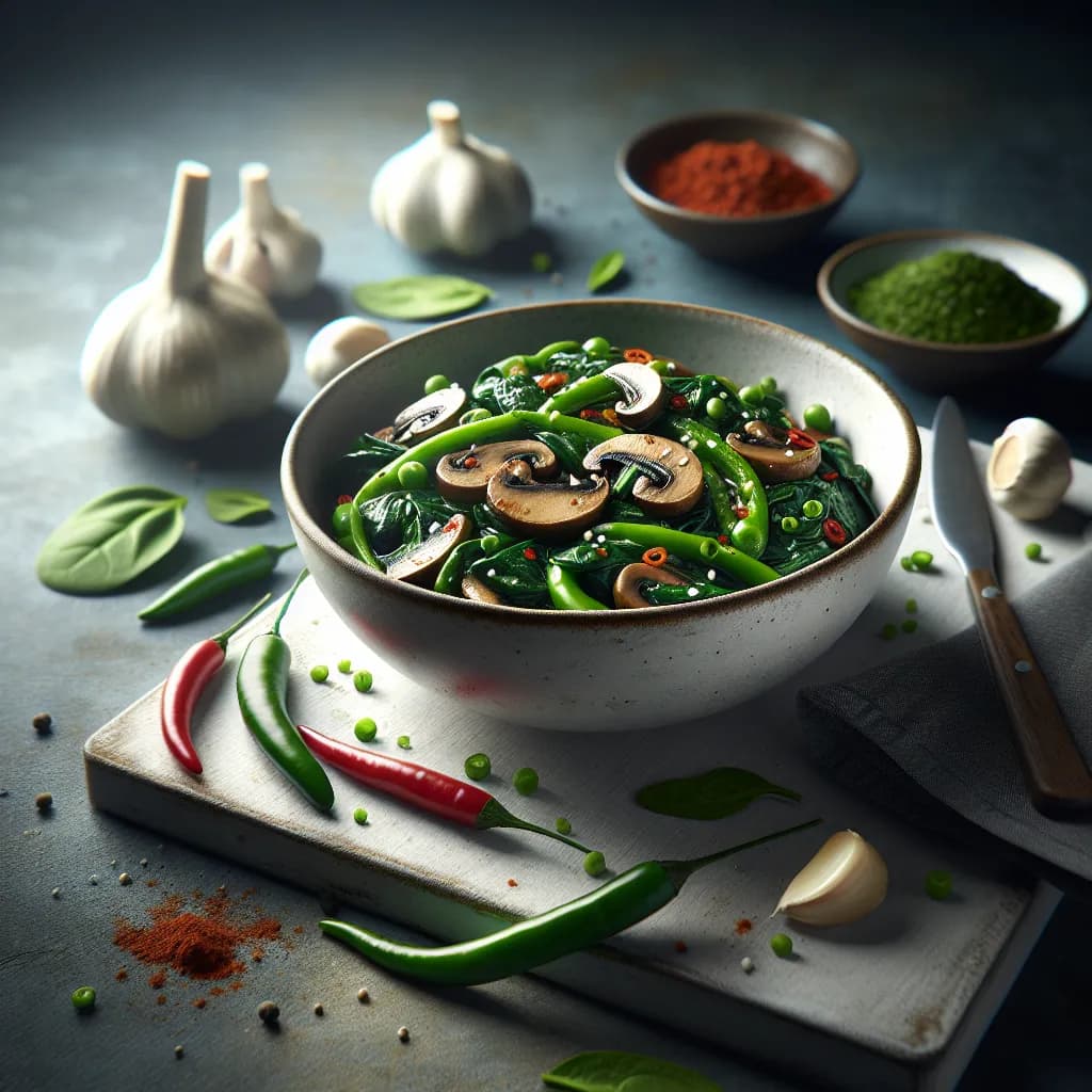 Spicy Mushroom and Spinach Sauté