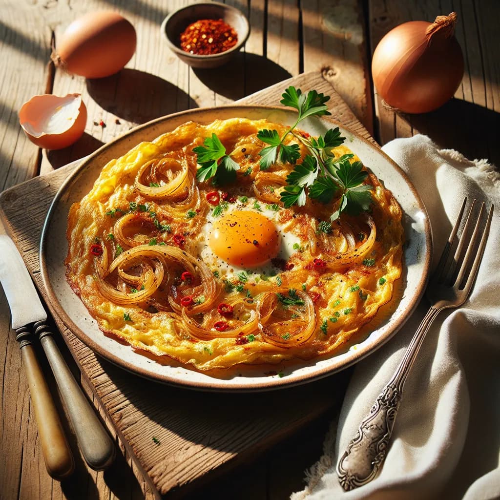 Spicy Onion and Egg Omelette
