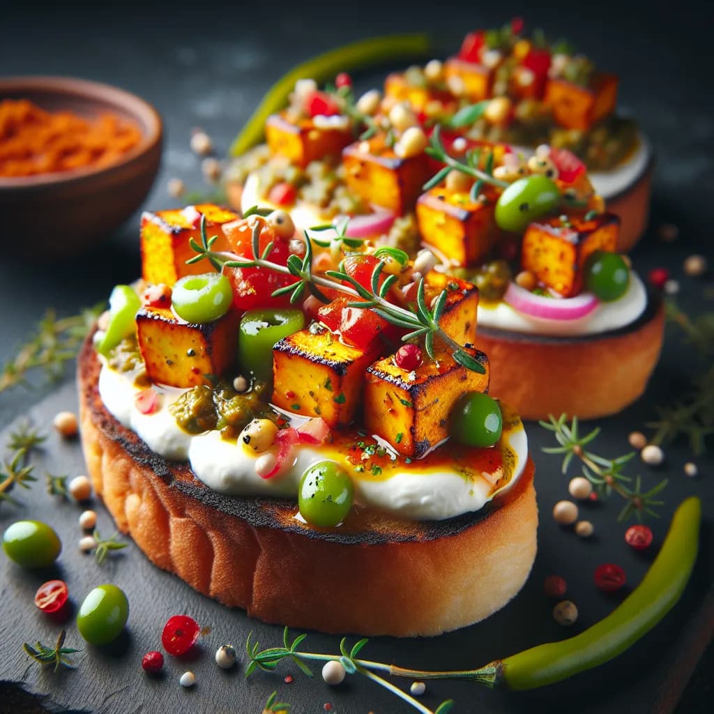 Spicy Paneer Bruschetta