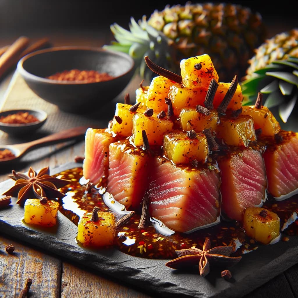 Spicy Pineapple Ahi Woohoo Tuna with Cloves