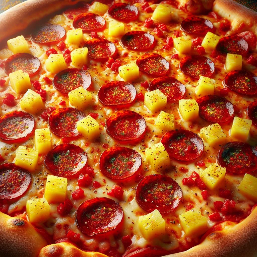 Spicy Pineapple and Pepperoni Pizza