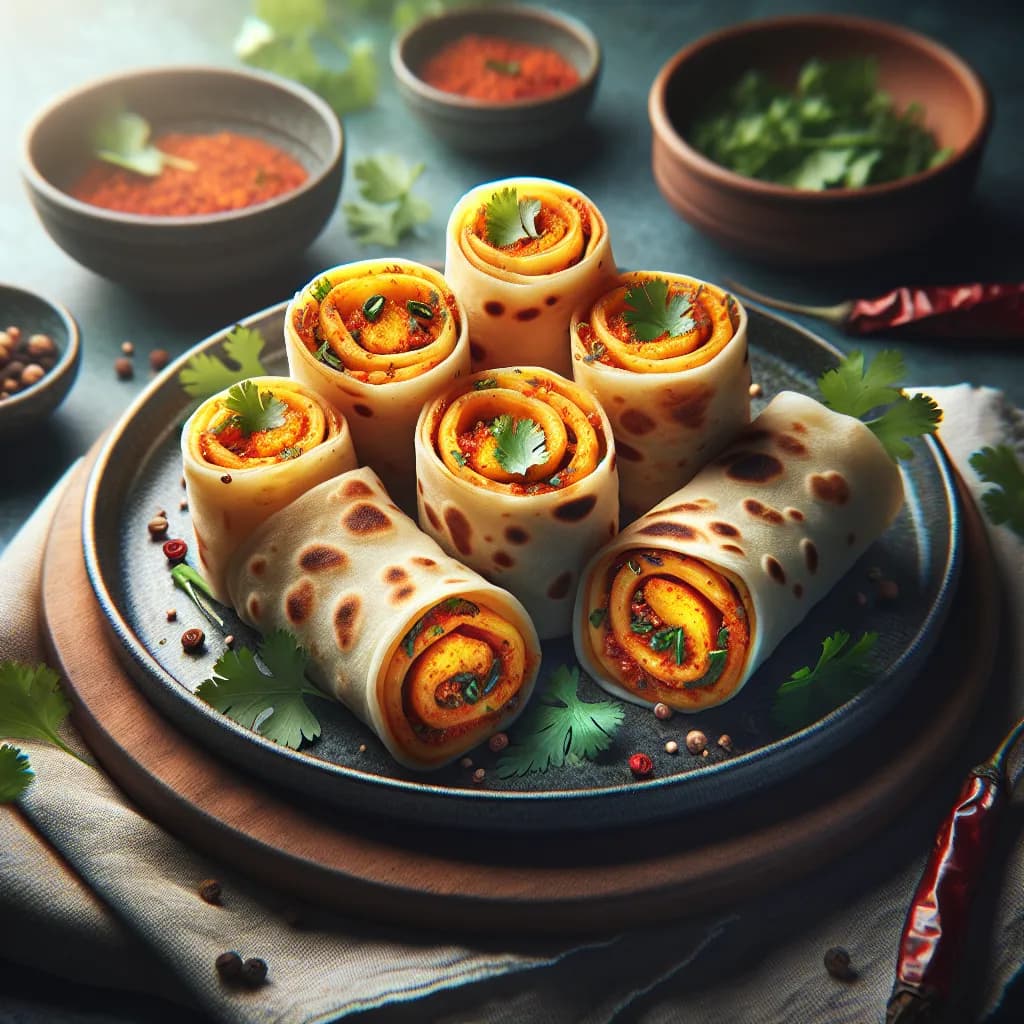 Spicy Potato Chapati Rolls
