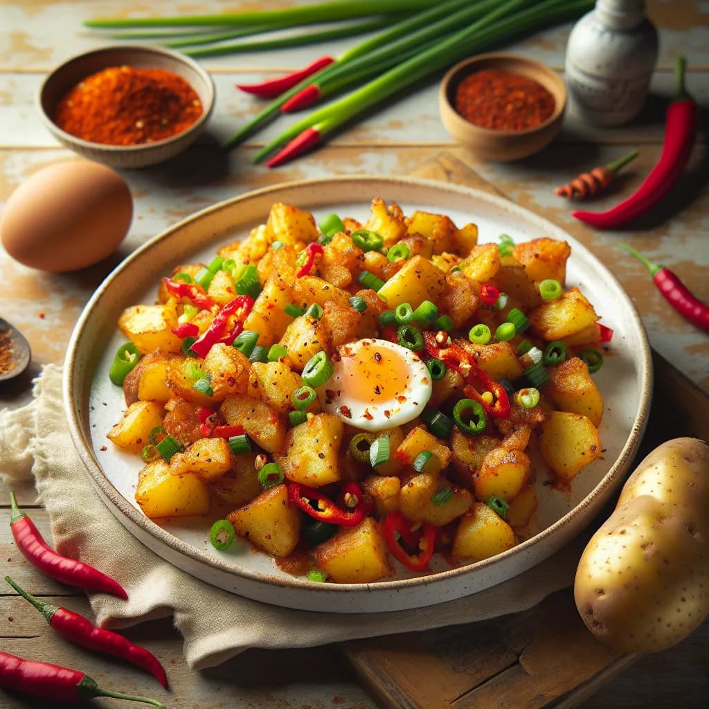 Spicy Potato and Egg Stir-fry