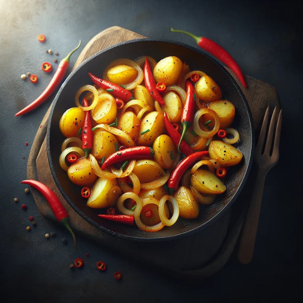 Spicy Potato and Onion Stir-Fry