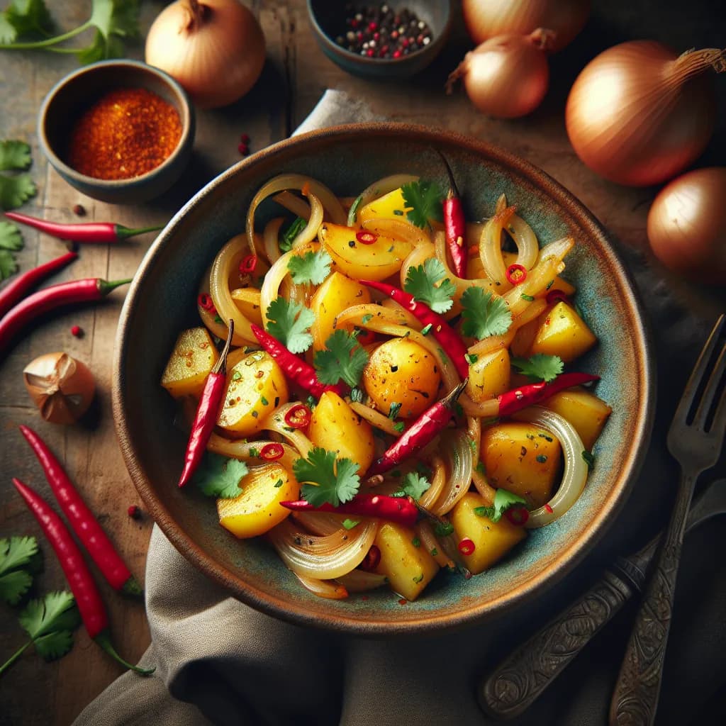 Spicy Potato and Onion Stir-Fry